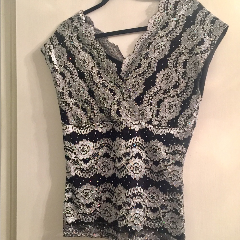 Dress Barn Silver and black top